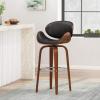 Christopher Knight Home Jakin Upholstered Swivel Barstool – Dark Brown/Walnut(Midnight Black + Chrome + Walnut)