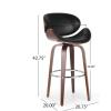 Christopher Knight Home Jakin Upholstered Swivel Barstool – Dark Brown/Walnut(Midnight Black + Chrome + Walnut)