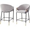 Christopher Knight Home Jymer Modern Counter Stool Set of 2, Kitchen Counter Height Bar Stool, Cocktail Stool with Curved Backrest, Fabric Upholstered Armchair for Home Bar Table, Grey+Gold+Black(Grey+gold+black)