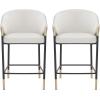 Christopher Knight Home Jymer Modern Counter Stool Set of 2, Kitchen Counter Height Bar Stool, Cocktail Stool with Curved Backrest, Fabric Upholstered Armchair for Home Bar Table, Grey+Gold+Black(Beige+gold+black)