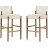 Christopher Knight Home Kenny Wooden Bar Stool Set of 2, Stools for Kitchen Island, Fabric Upholstered Counter Height Stool, Modern Armless Cocktail Stool for Home Bar Table, Brown+Beige