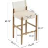 Christopher Knight Home Kenny Wooden Bar Stool Set of 2, Stools for Kitchen Island, Fabric Upholstered Counter Height Stool, Modern Armless Cocktail Stool for Home Bar Table, Brown+Beige