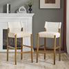 Christopher Knight Home Kenny Wooden Bar Stool Set of 2, Stools for Kitchen Island, Fabric Upholstered Counter Height Stool, Modern Armless Cocktail Stool for Home Bar Table, Brown+Beige