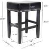 Christopher Knight Home Laramie Bonded Leather Backless Counterstools, 2-Pcs Set, Black(Black)