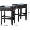 Christopher Knight Home Lisette Backless Leather Counter Stools, 2-Pcs Set, Black