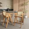 Christopher Knight Home Loftia Minimalist Barstool Set of 2, Modern Bar Stools with Cane Seat Rubberwood Frame, Bistro Chairs Kitchen Stools, Comfy Seating for Island, 27”Seat Height, Black+Natural(Natural)