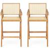 Christopher Knight Home Loftia Minimalist Barstool Set of 2, Modern Bar Stools with Cane Seat Rubberwood Frame, Bistro Chairs Kitchen Stools, Comfy Seating for Island, 27”Seat Height, Black+Natural(Natural)