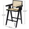 Christopher Knight Home Loftia Minimalist Barstool Set of 2, Modern Bar Stools with Cane Seat Rubberwood Frame, Bistro Chairs Kitchen Stools, Comfy Seating for Island, 27”Seat Height, Black+Natural(Black+natural)