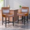 Christopher Knight Home Lopez Leather Counter Stools, 2-Pcs Set, Hazelnut