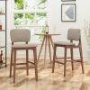 Christopher Knight Home Luella 42″ Wooden Bar Chair with Fabric Seats (Set of 2), Beige and Walnut Finish