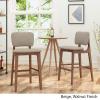 Christopher Knight Home Luella 42″ Wooden Bar Chair with Fabric Seats (Set of 2), Beige and Walnut Finish