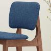 Christopher Knight Home Luella 42″ Wooden Bar Chair with Fabric Seats (Set of 2), Dark Blue and Walnut Finish