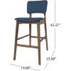 Christopher Knight Home Luella 42″ Wooden Bar Chair with Fabric Seats (Set of 2), Dark Blue and Walnut Finish