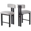 Christopher Knight Home Marin Counter Stool Set of 2,26” Seat Height Armless Bar Chair with H-Shaped Leg, Comfortable Upholstered Seat & Black Metal Frame for Kitchen & Dining, Black+ Gray(Black+gray)