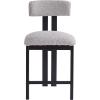 Christopher Knight Home Marin Counter Stool Set of 2,26” Seat Height Armless Bar Chair with H-Shaped Leg, Comfortable Upholstered Seat & Black Metal Frame for Kitchen & Dining, Black+ Gray(Black+gray)