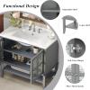 Christopher Knight Home Narrot Modern 36″ Bathroom Vanity with Ceramic Sink, Wooden Bathroom Vanity Organizer with Adjustable Shelf, Soft Closing Door Bathroom Storage Cabinet, Black(Grey)