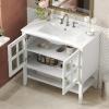 Christopher Knight Home Narrot Modern 36″ Bathroom Vanity with Ceramic Sink, Wooden Bathroom Vanity Organizer with Adjustable Shelf, Soft Closing Door Bathroom Storage Cabinet, Black(White)