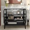 Christopher Knight Home Narrot Modern 36″ Bathroom Vanity with Ceramic Sink, Wooden Bathroom Vanity Organizer with Adjustable Shelf, Soft Closing Door Bathroom Storage Cabinet, Black(Black)