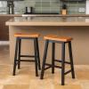 Christopher Knight Home Pomeroy 29″ Saddle Stools, 2-Pcs Set, Walnut / Black