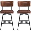 Christopher Knight Home Set of 2 Retro 360-Degree Swivel Counter Stools with Iron Frame and Faux Leather Cushion, Bowknot-Shaped Footrest, Barstool for Kitchen, Bedroom, Dining Room, Brown and Black