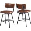 Christopher Knight Home Set of 2 Retro 360-Degree Swivel Counter Stools with Iron Frame and Faux Leather Cushion, Bowknot-Shaped Footrest, Barstool for Kitchen, Bedroom, Dining Room, Brown and Black
