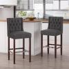 Christopher Knight Home Spencer Contemporary Wingback Barstools (Set of 2), Dark Brown and Espresso, Faux Leather(Charcoal and Espresso)