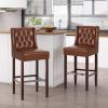 Christopher Knight Home Spencer Contemporary Wingback Barstools (Set of 2), Dark Brown and Espresso, Faux Leather(Cognac Brown and Espresso)