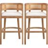 Christopher Knight Home Tawny Wooden Bar Stool Set of 2, Stools for Kitchen Island, Fabric Upholstered Counter Height Stool, Round Backrest Cocktail Stool for Bar Table, Beige+Natural Oak(Beige+natural Oak)