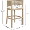 Christopher Knight Home Tawny Wooden Bar Stool Set of 2, Stools for Kitchen Island, Fabric Upholstered Counter Height Stool, Round Backrest Cocktail Stool for Bar Table, Beige+Natural Oak(Beige+natural Ash)