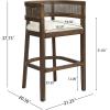 Christopher Knight Home Tawny Wooden Bar Stool Set of 2, Stools for Kitchen Island, Fabric Upholstered Counter Height Stool, Round Backrest Cocktail Stool for Bar Table, Beige+Natural Oak(Beige+walnut)