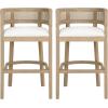 Christopher Knight Home Tawny Wooden Bar Stool Set of 2, Stools for Kitchen Island, Fabric Upholstered Counter Height Stool, Round Backrest Cocktail Stool for Bar Table, Beige+Natural Oak(Beige+natural Ash)
