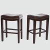 Christopher Knight Home Transitional Brown Leather Counter Stools, Set of 2
