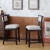 Christopher Knight Home Wina 26.5″ Counter Stools Set of 2, Upholstered Counter Height Bar Stools, Solid Rubber Wood Kitchen Chairs, Armless Barstools for Home Bar, Kitchen, Beige+Black(Black+beige)