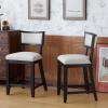 Christopher Knight Home Wina 26.5″ Counter Stools Set of 2, Upholstered Counter Height Bar Stools, Solid Rubber Wood Kitchen Chairs, Armless Barstools for Home Bar, Kitchen, Beige+Black(Black+beige)