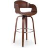 Christopher Knight Home Clyo Upholstered Swivel Barstool – Midnight Black/Walnut(Cognac Brown + Chrome + Walnut)