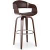 Christopher Knight Home Clyo Upholstered Swivel Barstool – Midnight Black/Walnut(Dark Brown + Chrome + Walnut)