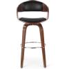 Christopher Knight Home Clyo Upholstered Swivel Barstool – Midnight Black/Walnut(Midnight Black + Chrome + Walnut)