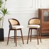 Christopher Knight Home Como Set of 2 Wood Counter Stools, Faux Leather Bar Chairs Kitchen Stools, Comfy Counter Height Bar Stool Seating for Island, 23.75”Seat Height, Beige + Walnut(Beige + Walnut)