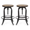 Christopher Knight Home Farmdale Adjustable Swivel Barstools – Firwood – Antique Natural/Pewter (Set of 2)