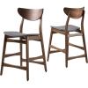 Christopher Knight Home Gavin Counter Chairs, 2-Pcs Set, Textile, Dark Grey / Walnut Finish(Chairs)