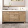 Christopher Knight Home Gavine 60″ Bathroom Vanity with SMC Sink, Modern Bathroom Storage Cabinet with Drawer, Wooden Large Bathroom Sink Vanity Combo Set, Natural Brown(Natural Brown)
