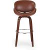 Christopher Knight Home Jakin Upholstered Swivel Barstool – Dark Brown/Walnut(Cognac Brown + Chrome + Walnut)