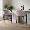 Christopher Knight Home Jymer Modern Counter Stool Set of 2, Kitchen Counter Height Bar Stool, Cocktail Stool with Curved Backrest, Fabric Upholstered Armchair for Home Bar Table, Grey+Gold+Black(Grey+gold+black)