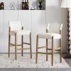 Christopher Knight Home Kenny Wooden Bar Stool Set of 2, Stools for Kitchen Island, Fabric Upholstered Counter Height Stool, Modern Armless Cocktail Stool for Home Bar Table, Brown+Beige