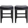 Christopher Knight Home Laramie Bonded Leather Backless Counterstools, 2-Pcs Set, Black(Black)