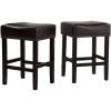 Christopher Knight Home Lisette Backless Leather Counter Stools, 2-Pcs Set, Black