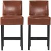 Christopher Knight Home Lopez Leather Counter Stools, 2-Pcs Set, Hazelnut