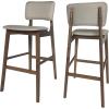 Christopher Knight Home Luella 42″ Wooden Bar Chair with Fabric Seats (Set of 2), Beige and Walnut Finish