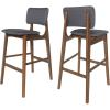 Christopher Knight Home Luella 42″ Wooden Bar Chair with Fabric Seats (Set of 2), Charcoal and Walnut Finish
