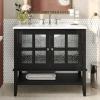 Christopher Knight Home Narrot Modern 36″ Bathroom Vanity with Ceramic Sink, Wooden Bathroom Vanity Organizer with Adjustable Shelf, Soft Closing Door Bathroom Storage Cabinet, Black(Black)